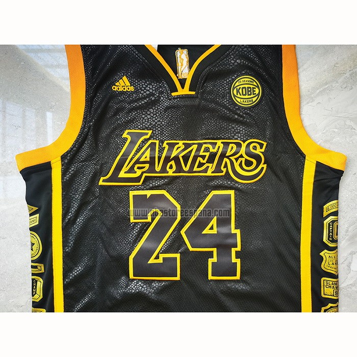 Camiseta Los Angeles Lakers Kobe Bryant NO 24 Retired Negro